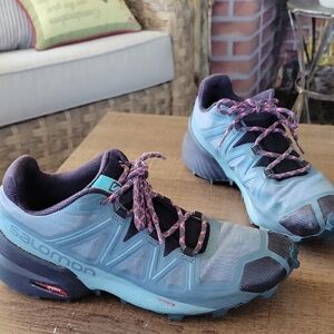 Salomon Women's Speed Cross 5 Blue and Black Trail Shoes Size 10.5